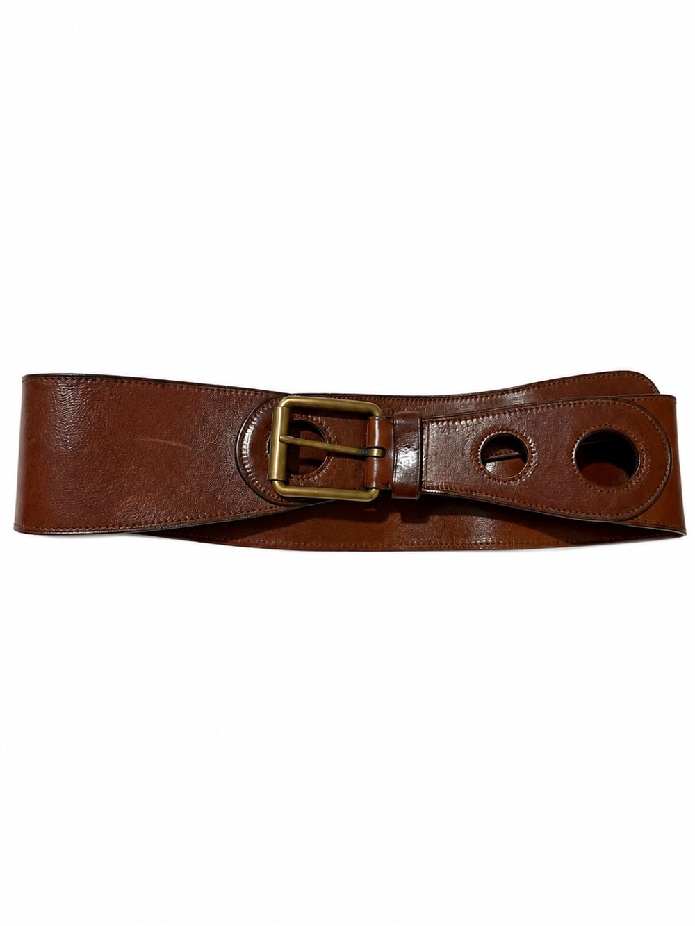 Brown Leather Women’s Waist Belt with Brass Buckle - Marc Jacobs